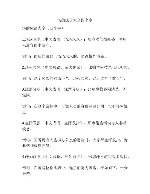 汤的成语大全四个字