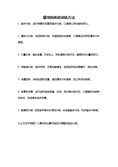 篮球的体能训练方法