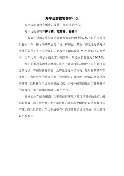 海岸边的植物都有什么