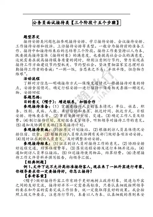 公务员面试接待类【三个阶段十五个步骤】