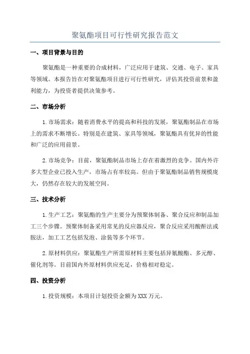 聚氨酯项目可行性研究报告范文