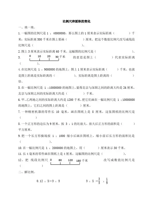 苏教版六年级下册数学比例尺、面积的变化【含答案】