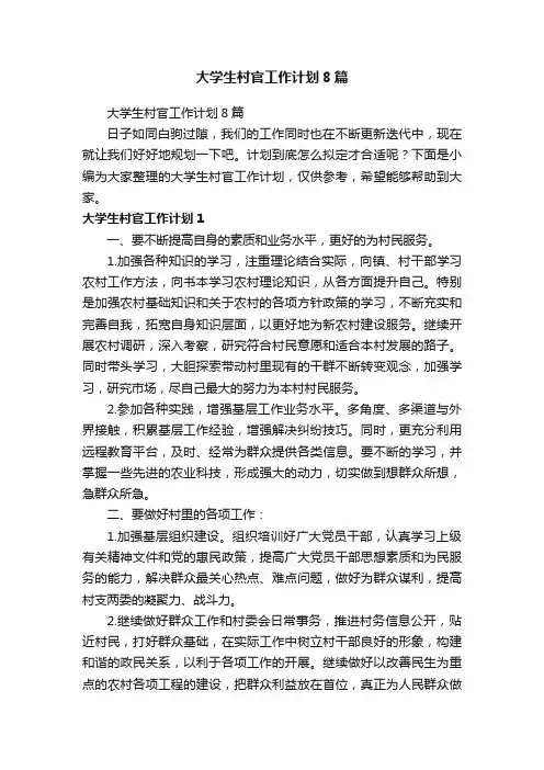 大学生村官工作计划8篇