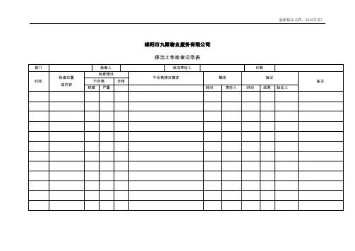 保洁工作检查记录表