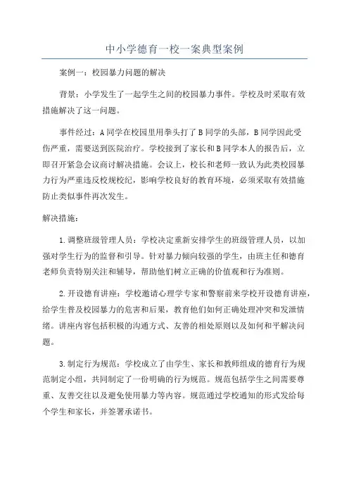 中小学德育一校一案典型案例