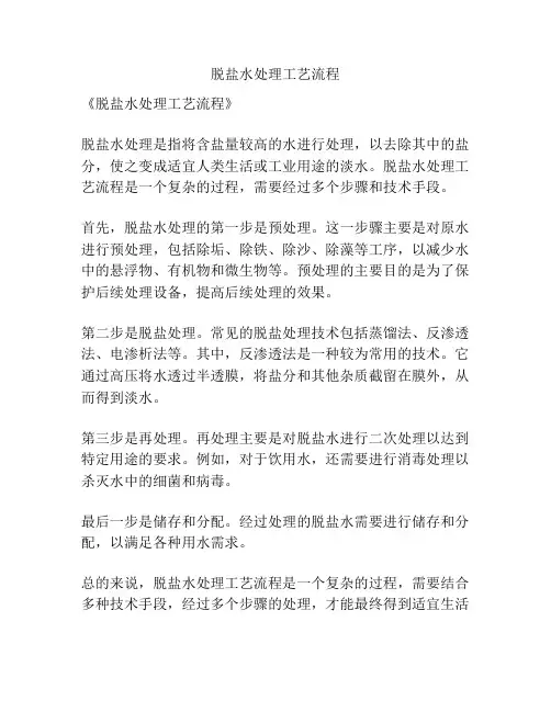 脱盐水处理工艺流程 2