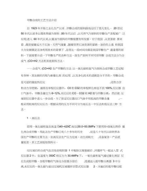 甲醇合成的工艺方法介绍