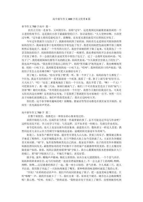 高中新年作文800字范文优秀6篇