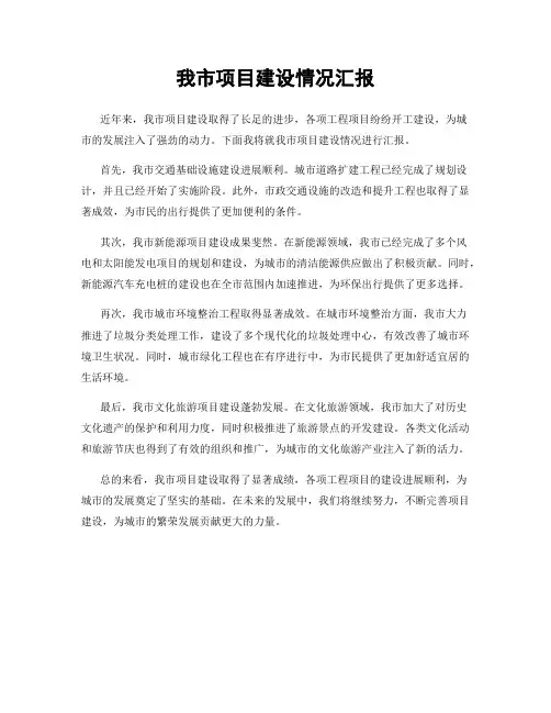 我市项目建设情况汇报