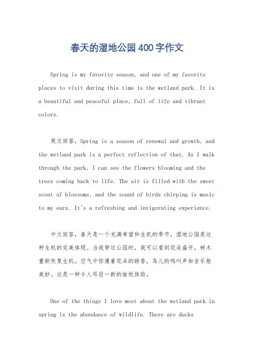 春天的湿地公园400字作文