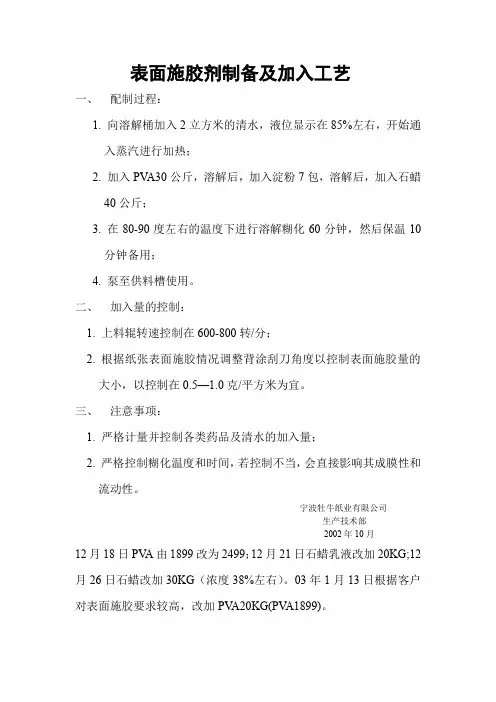 表面施胶剂制备及工艺