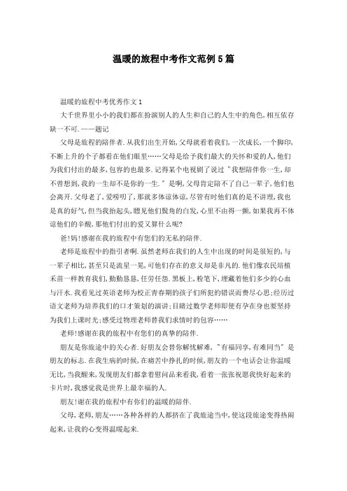温暖的旅程中考作文范例5篇