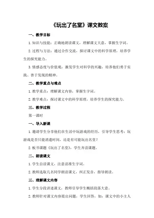 《玩出了名堂》课文教案