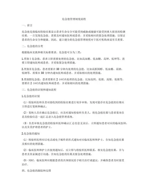 危急值管理制度流程