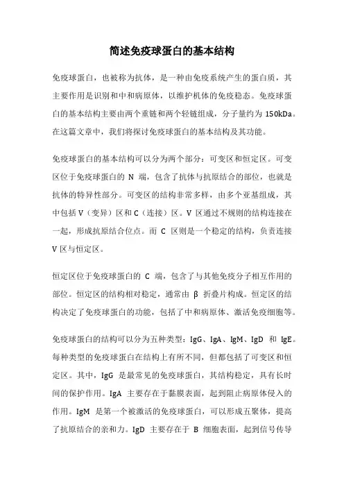 简述免疫球蛋白的基本结构