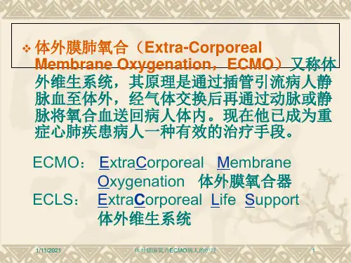 体外膜肺氧合ECMO病人的护理培训课件