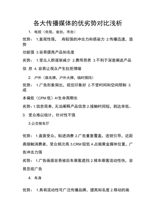 各大媒体优劣势对比浅析