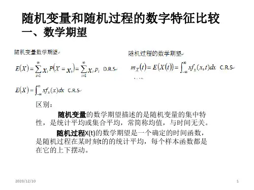 随机变量和随机过程的数字特征比较PPT教学课件