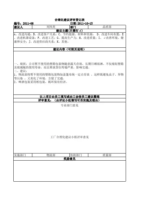 合理化建议表