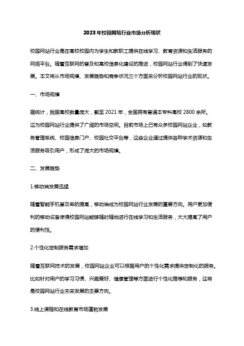2023年校园网站行业市场分析现状