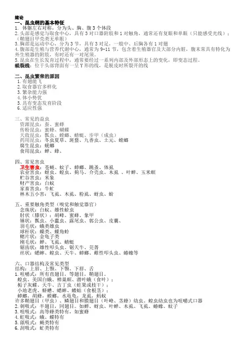 昆虫学复习资料