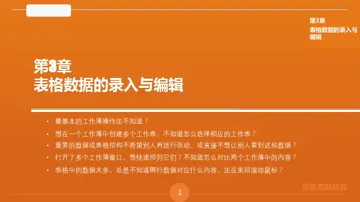 第1篇：第3章 表格数据的录入与编辑——EXCEL课件PPT