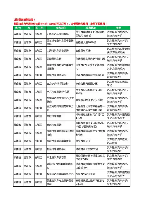 2020新版云南省丽江市古城区汽车装潢工商企业公司商家名录名单黄页联系方式大全66家