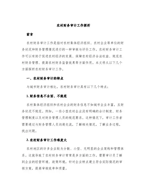 农村财务审计工作探析