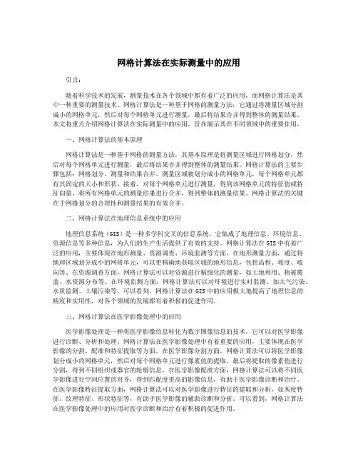 网格计算法在实际测量中的应用