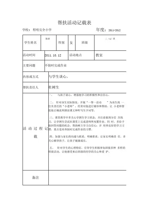 帮扶活动记载表