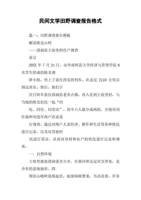 民间文学田野调查报告格式