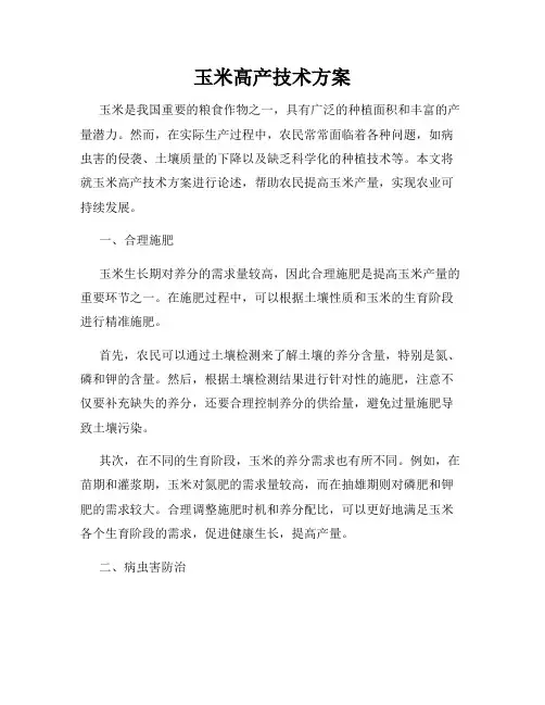 玉米高产技术方案