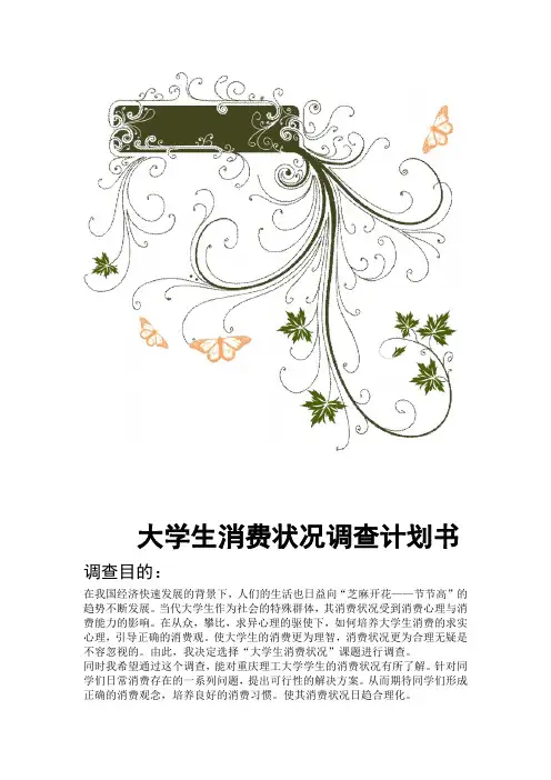 大学生消费状况调查计划书