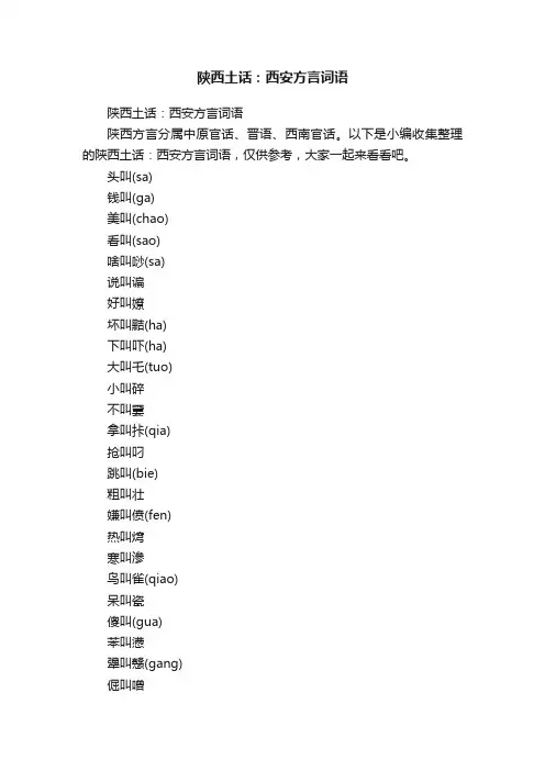 陕西土话：西安方言词语