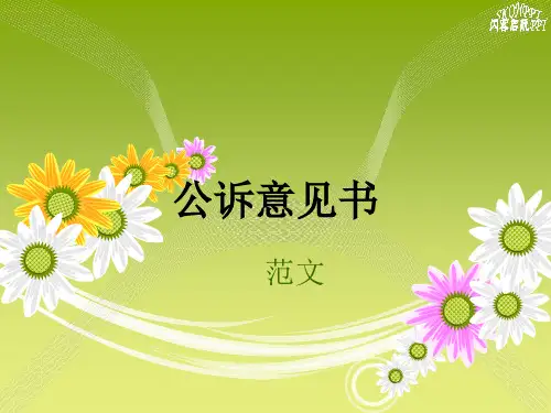 公诉意见书范文概要