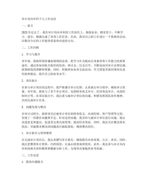 审计局内审科个人工作总结