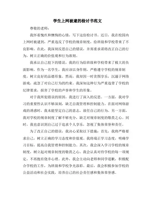 学生上网被逮的检讨书范文