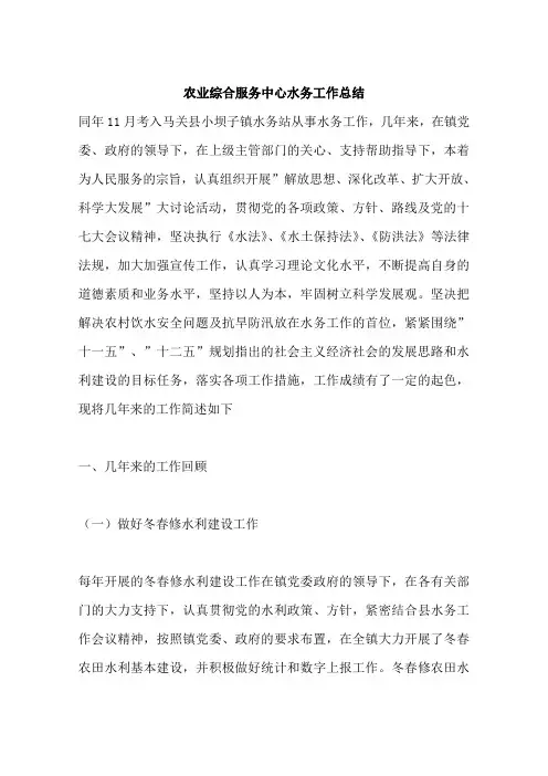 农业综合服务中心水务工作总结