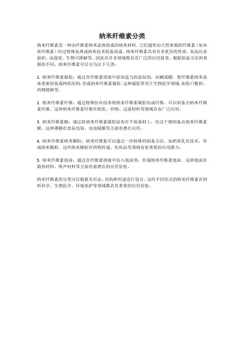 纳米纤维素分类