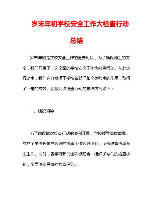 岁末年初学校安全工作大检查行动总结