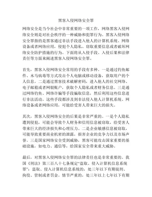 黑客入侵网络安全罪