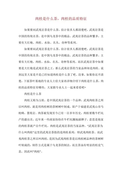 肉桂是什么茶,肉桂的品质特征