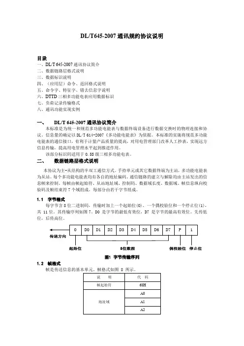 DLT6452007通讯规约说明