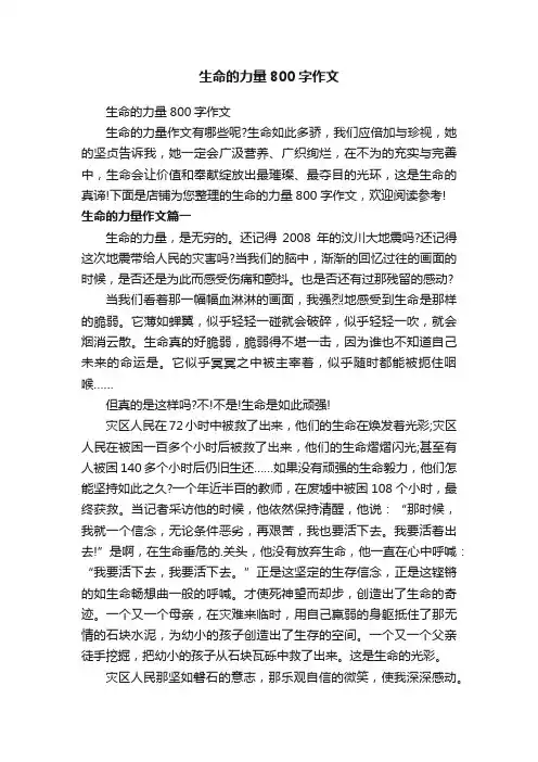 生命的力量800字作文