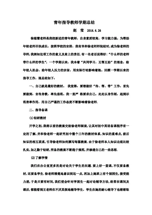 青年指导教师工作总结