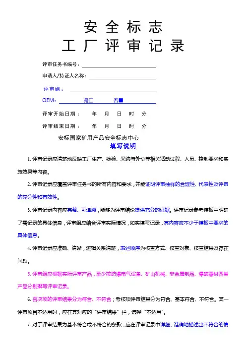 新安标(煤安)现场评审模板