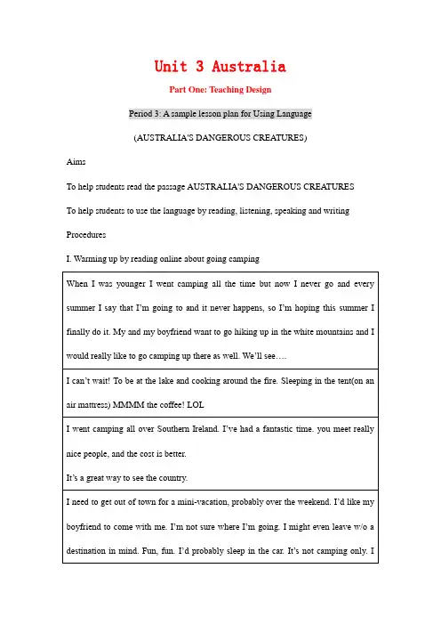 高中英语Unit 3 Australia--Using Language 人教版选修九