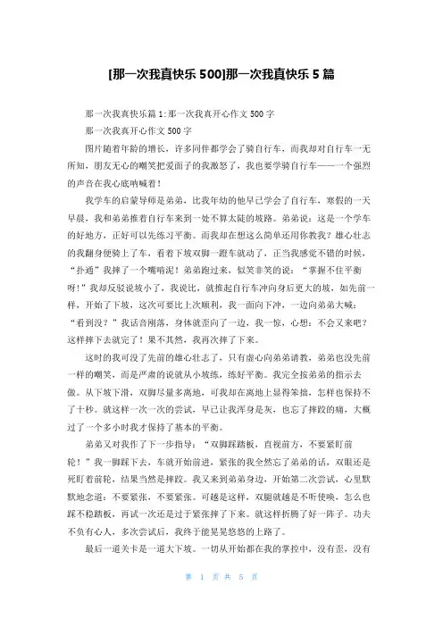 [那一次我真快乐500]那一次我真快乐5篇