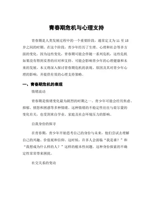 青春期危机与心理支持