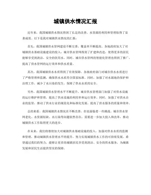 城镇供水情况汇报